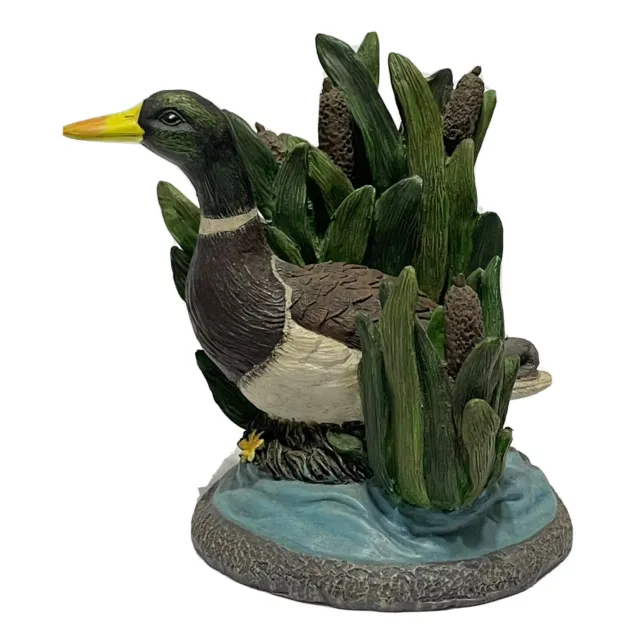 Audubon Resin MALLARD DUCK Figurine Candlestick Holder Pond Cattail Bird Hunter