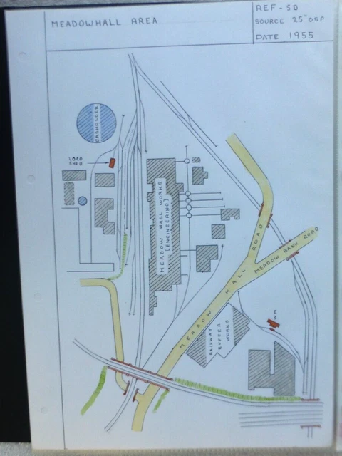 B341 RAILWAY PLAN Map MEADOWHALL AREA Railway Buffer Works YORKSHIRE A4 