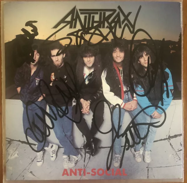 Anthrax Anti-Social Signed 7” Single Scott Ian Joey Belladonna Autographed