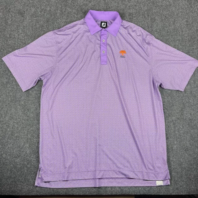 FootJoy Shirt Mens XL Purple Paisley Polo Geometric Golf Stretch Oak Tree