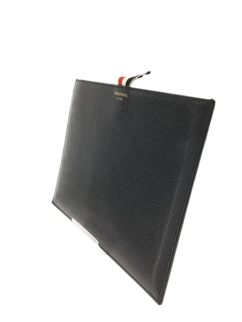 Thom Browne.York Second Bag/Leather/Black/Clutch Bag