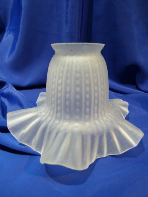 Tulipe Ancienne En Verre Juponnee Pour Lustrerie, Applique Ou Lampe. Ref 6826