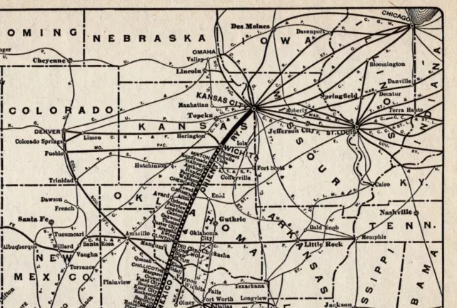 1910 Antique Kansas City Mexico & Orient Railway Map Railroad Map  1570 2