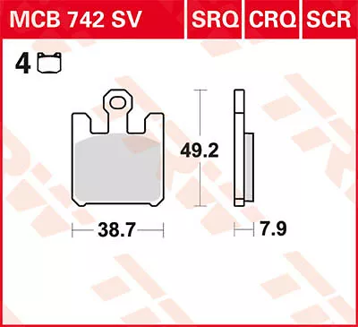 Plaquettes de frein Avant TRW MCB742SV Kawasaki ZX-10R 1000 Ninja ZXT00C/D 04-07 2