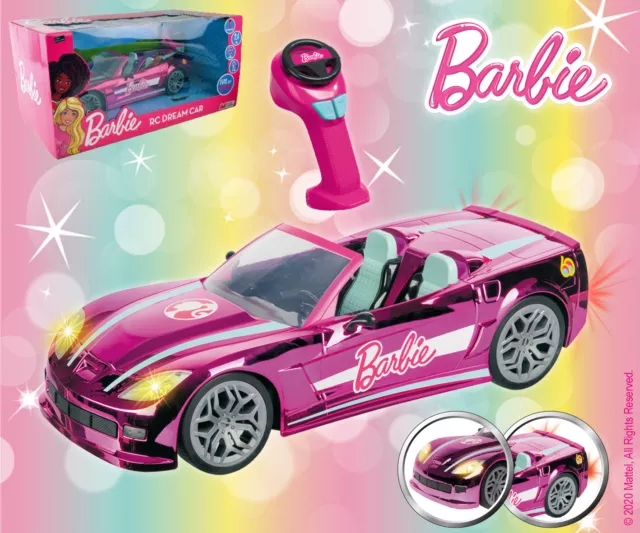 Barbie RC Auto Car Sportwagen Cabrio ferngesteuert mit Licht 2,4 GHz Pink Mondo 2