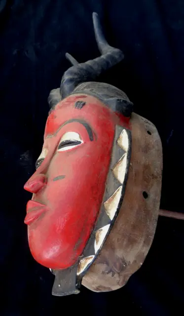 african tribal art fine   face mask  Baule 42 cm wood vintage