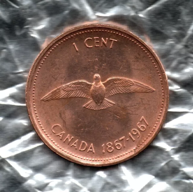 1867-1967 Circulated/AU Canadian Dove Centennial COPPER Cent