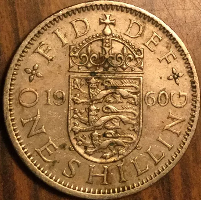 1960 Uk Gb Great Britain One Shilling Coin