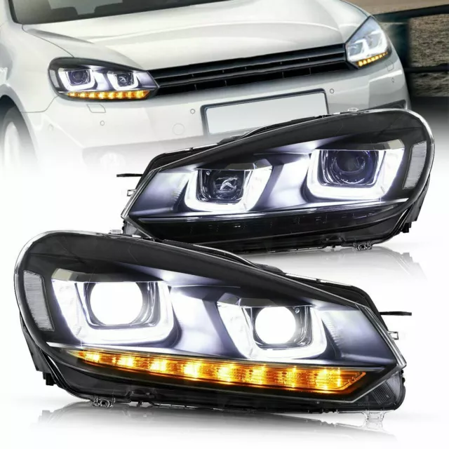 VLAND LED Phares Pour VW Golf 6 MK6 VI GTD 10-14 Feux avant Avec DRL dynamique