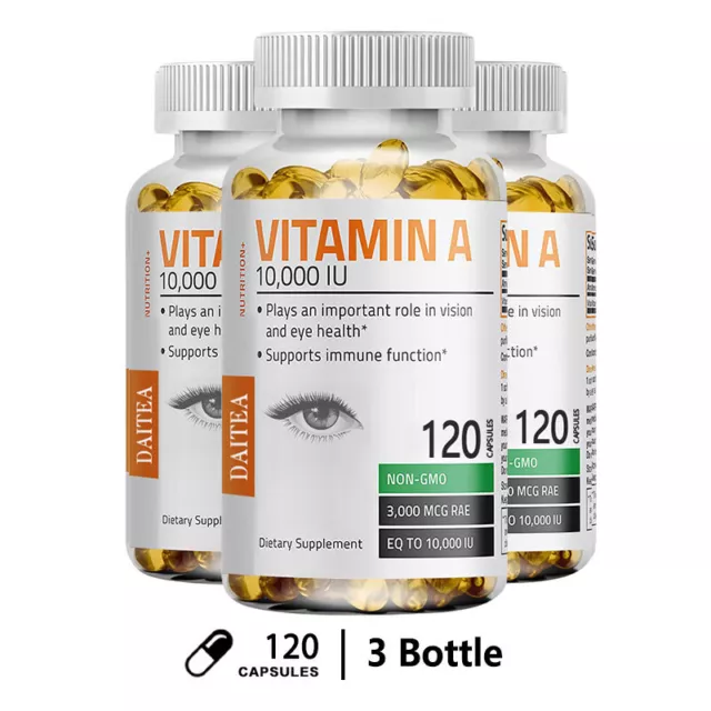 Vitamina A 10.000 UI - apoya la visión saludable y el sistema inmunológico, no transgénico