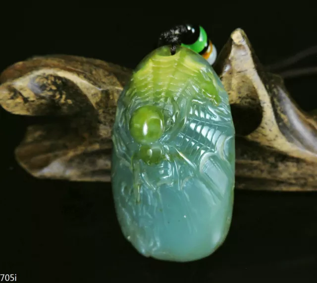 100% Natural Hand-carved Jade Pendant Jadeite Necklace spider 705i