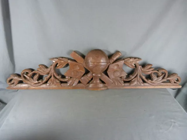 Antique French Hand Carved Oak Wood Pediment from FRANCE Earth Globe Decor
