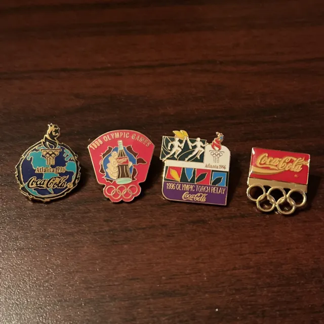 Lot Of 4 Vintage Coca-Cola Coke 1996 Atlanta Olympics Lapel Pins