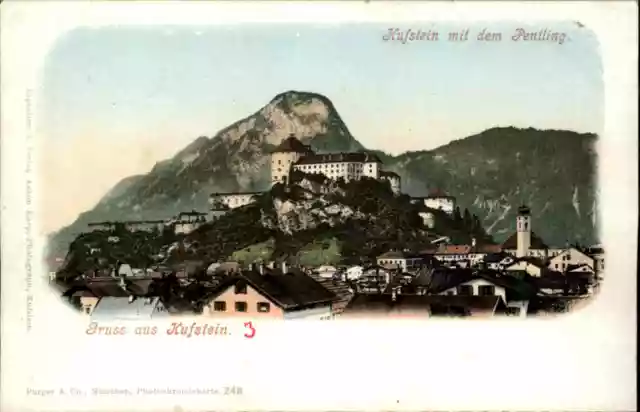 Gruss aus KUFSTEIN Pentling alte ~1900 Litho-AK Correspondenz-Karte Österreich