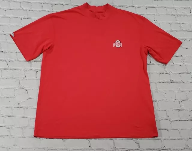 Cutter & Buck CB DryTec Red OHIO STATE BUCKEYES OSU Ribbed T-Shirt MENS SIZE XL