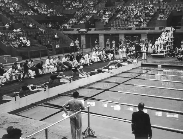 Women's 200-Metres Breaststroke Event At Empire Pool 1948 Old Photo