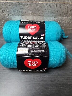 Red Heart Super Saver Hilo Turqua 5 oz madeja 100% acrílico lote de 2 nuevos