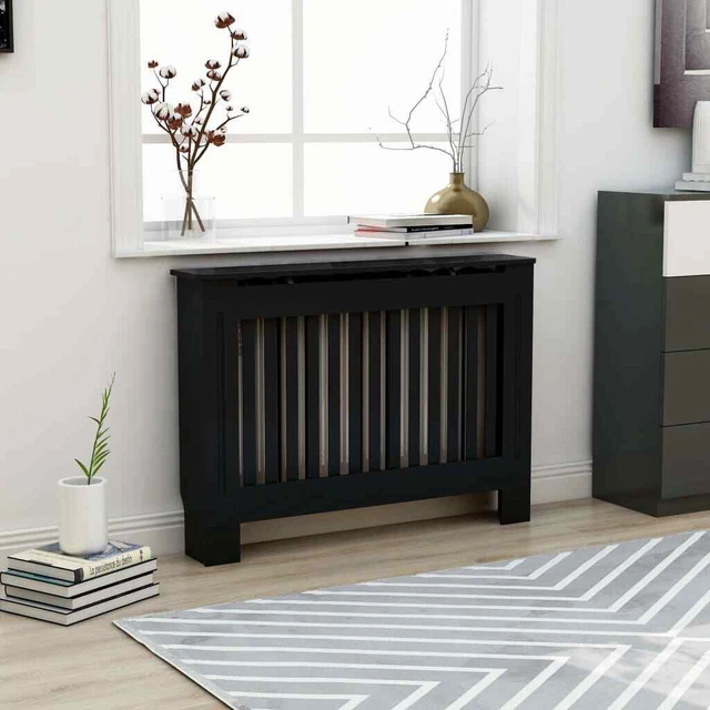 Vidaxl Copertura per Radiatore Nera 112x19x81 cm in MDF
