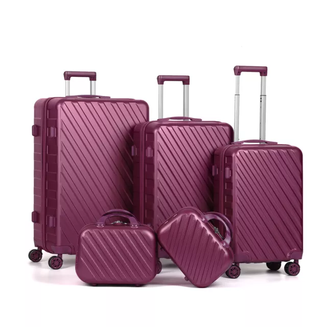 Luggage 5 Piece Set w/TSA Lock Spinner Wheels Carry on Hardshell Travel Suitcase