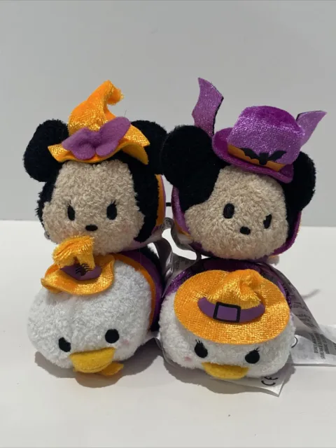 Disney Tsum Tsum Halloween Mini 3”Plush Mickey Minnie Donald Daisy Set Of 4