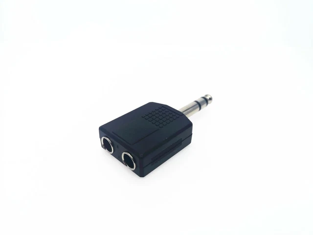 1pcs 6.35mm  Mono Male Jack to doub 6.35 Stereo Female Y Splitter Adaptor Black