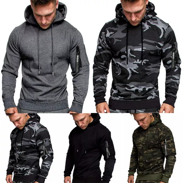 ❀Pull À Capuche Style Cargo Pour Hommes Sweat-Shirt À Capuche Camouflage F