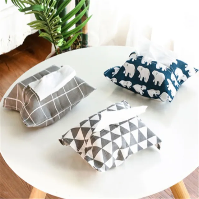 Bedroom Living Room Car Fabric Tissue Box Cotton Linen Tissue Bag Paper Holder