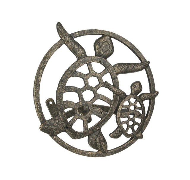 Cast Iron Sea Turtle Decorative Wall Mounted Hanging Garden Hose Holder