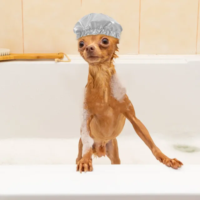 Prevención del agua en los oídos gorra de ducha para mascotas elástica gato perro ducha sombrero mascota baño sombrero