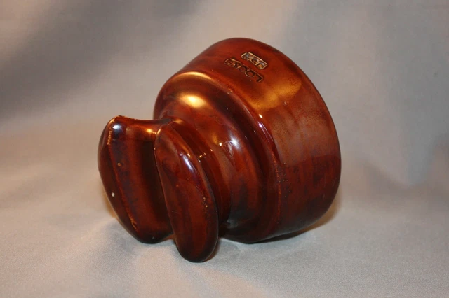 Vintage LOCKE Medium Brown Ceramic Porcelain Insulator USA 3 3/8" 4