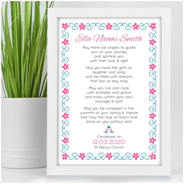 Personalised Christening Poem Gift for Baby Girl Goddaughter Baptism Girls Gifts