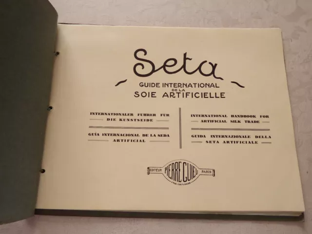 Ancien Catalogue SETA GUIDE INTERNATIONAL DE LA SOIE ARTIFICIELLE 1929 2