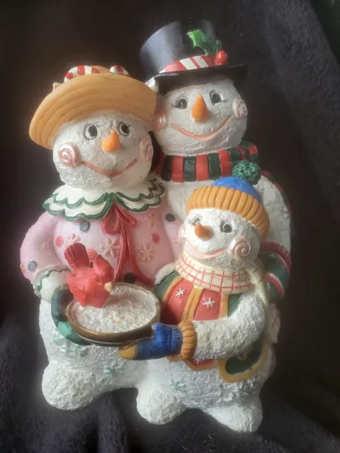 Fitz & Floyd Frosty Friends Cookie Jar Snowman Family with Box