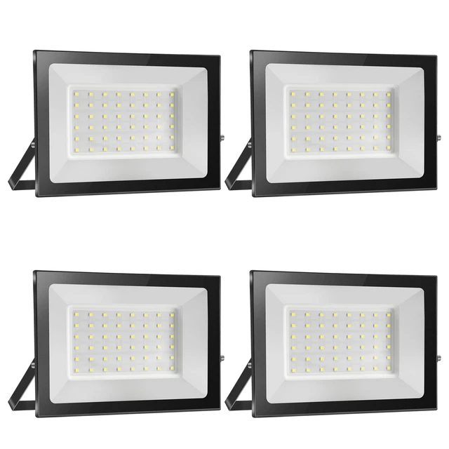 4 Stück 50W LED Fluter Flutlicht Außenlampe Scheinwerfer Baustrahler Kaltweiß DE