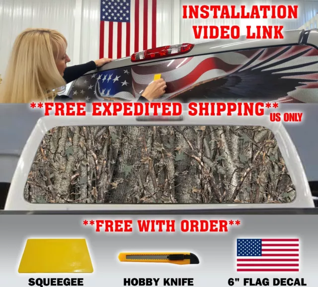Camo Camouflage Pickup Truck Back Window Graphic Decal Tint Hunter Oak Perf..