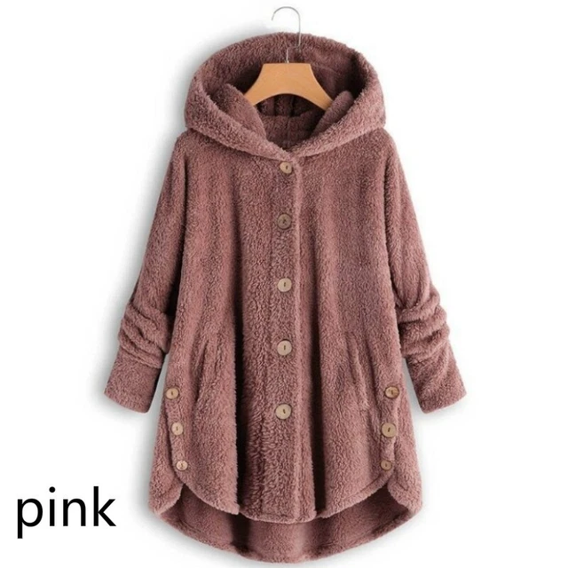Manteau D'hiver Femme En Polaire Fourrure - Couleur Abricot, Coupe Ample, Style Hippie