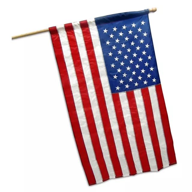American USA US Flag 3x5 Ft Embroidered Stars Sewn Stripes Nylon Pole Sleeve