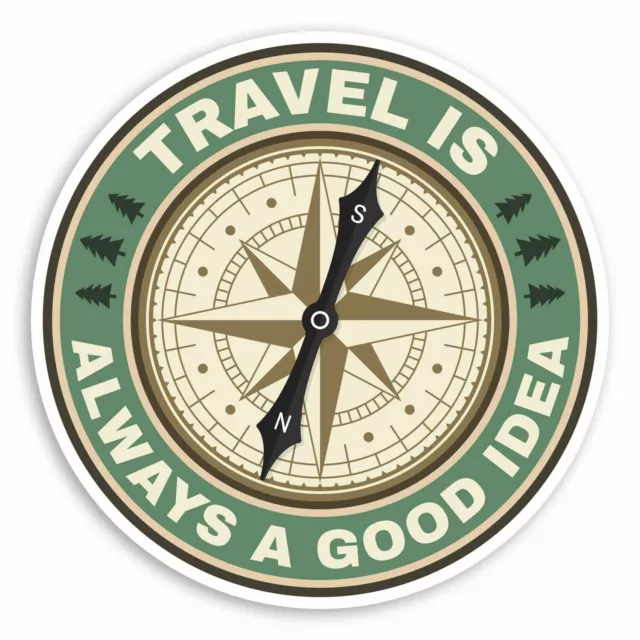 2 x Vintage Compass Vinyl Stickers - Nature Hiking Travel Luggage Sticker #30511