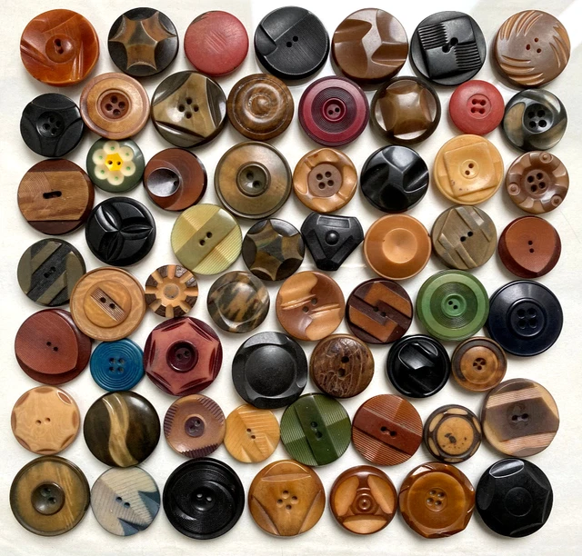Corozo véritable 21 à 31 mm - Lot de 60 boutons vintage multicolores
