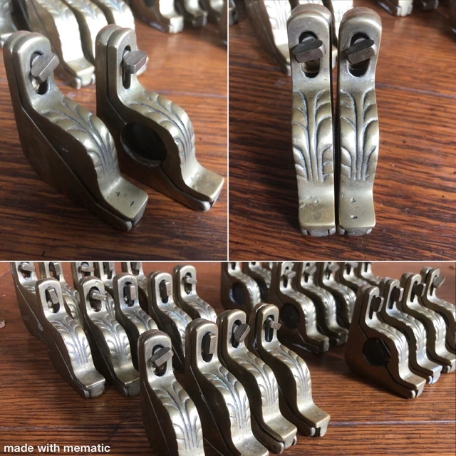 Very Heavy Vintage Ornate Brass  Curtain Rod Holders (1) Pair, L & R (14 pair)