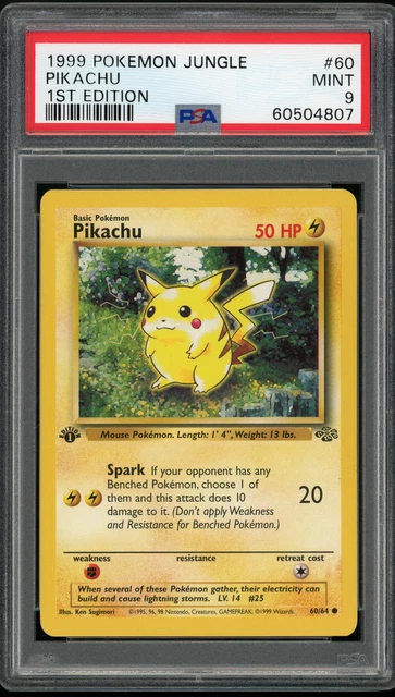 PSA 9 1st Edition Pikachu Jungle Gem Mint Pokemon Card #60