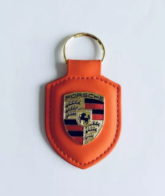 Porte clé Porsche en cuir Rouge