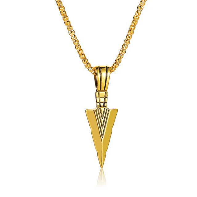 Men's Fashion Jewelry Arrow Head Pendant Necklaces Retro Summer T-shirt Necklace