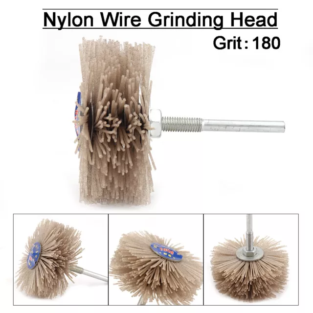 6mm Abrasive Nylon Wheel sanding Brush Grinding Woodwork Polishing Tool 180 Grit