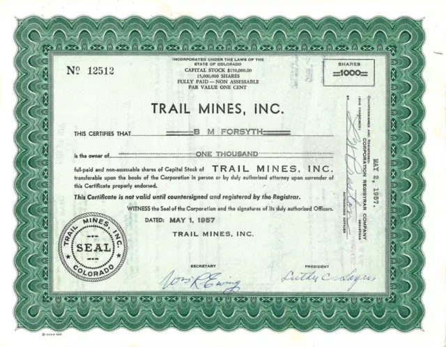 Trail Mines, Inc., 1957