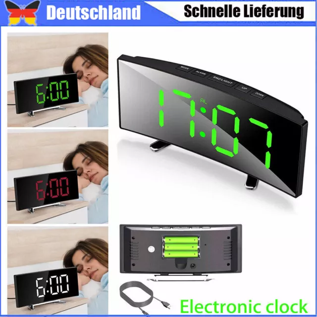 LED Wecker Digital Alarmwecker Temperatur Uhr Schlummerfunktion Tischuhr