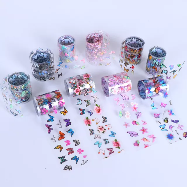 Glitter Nail Paper Wraps Holographic Nail Art Transfer Foil Stickers 10 Rolls *