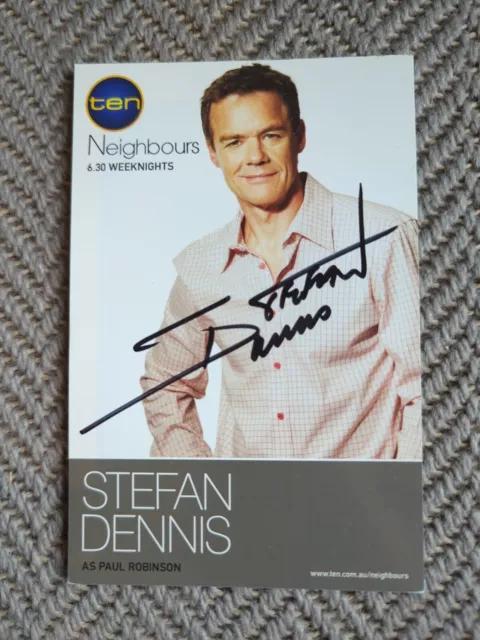 Neighbours TV show SIGNED fan card - Stefan Dennis -Paul Robinson FREE track