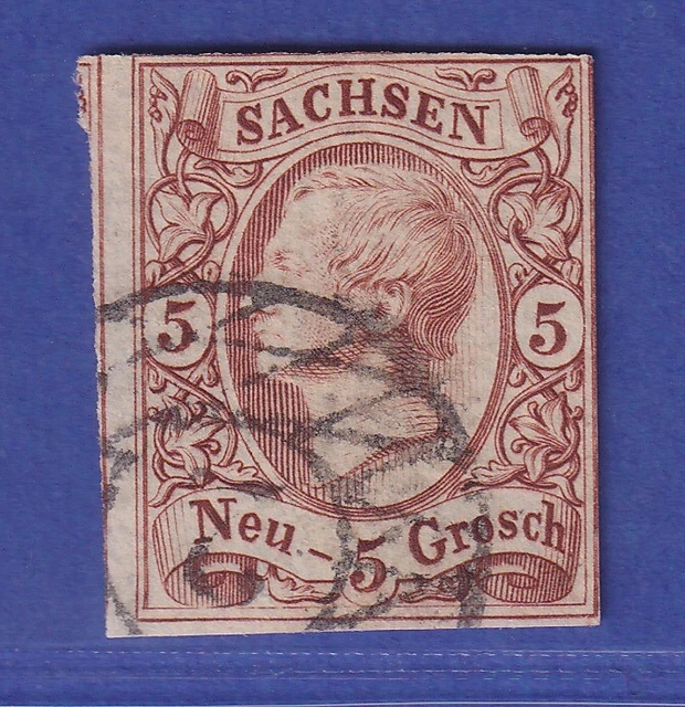 Sachsen König Johann I. 5 Ngr  Mi.-Nr.12 e  gestempelt gepr. PFENNINGER