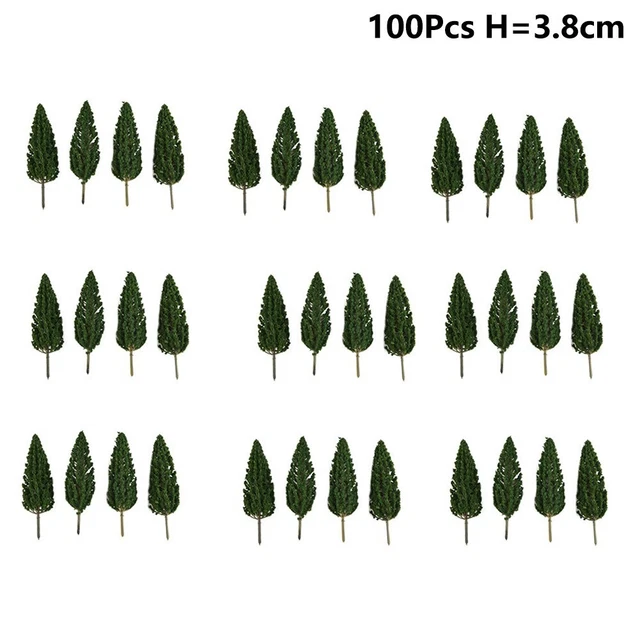 Lot de 60 mini arbres miniatures en plastique 8 cm - Plantes artificielles pour architecture Lot de 60 mini arbres miniatures en plastique 8 cm - Plantes artificielles pour architecture